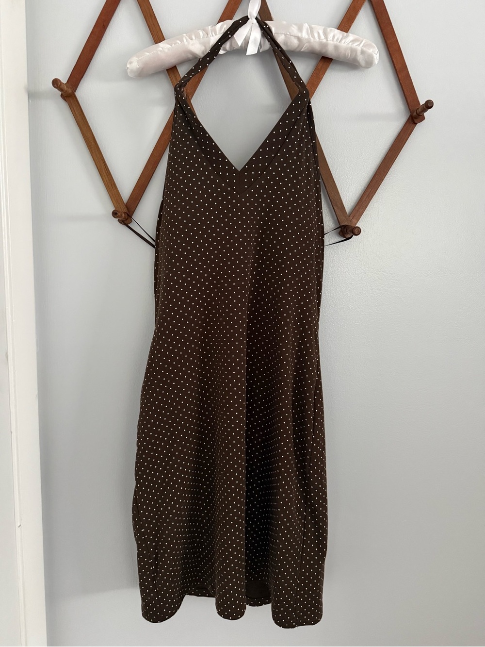 OGL Brown Polka Dot Mini Halter Dress